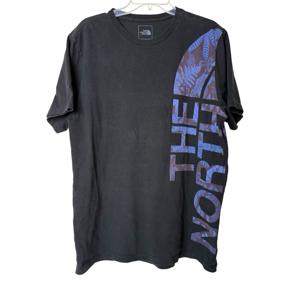 The North Face Black With Blue Botanical Graphic Short Sleeve T-Shirt Mens Large
